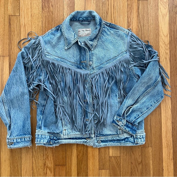 Free People Denim Fringe Jacket, XS - Picture 4 of 9